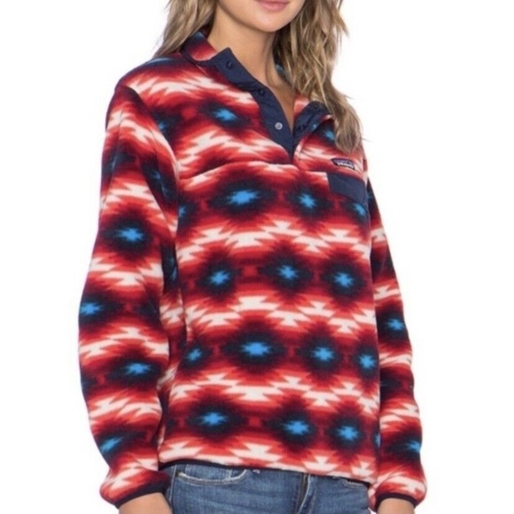 Patagonia Synchilla Womens Wild Desert Aztec Snap T Fleece Pullover Medium - Picture 2 of 9